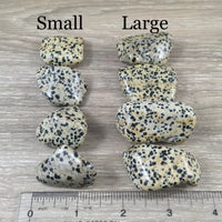 Dalmatian Stone - 2 sizes to choose - Natural, No Dyes, Tumbled - *Playfulness*, *Pick Me Upper* - *Avoid Excess Analysis* - Sacral Chakra