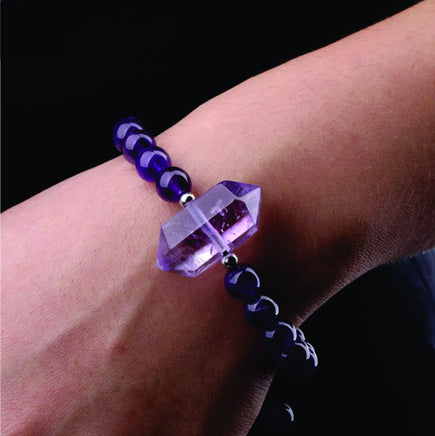 Genuine Amethyst Bracelet - Double Terminated Amethyst - Hand Braided - Sliding Knot Closure - Fully Adjustable - *Calming*  - Reiki Energy