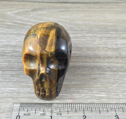 2.5" Golden Tiger Eye Skull (7.16 oz)- Natural, Hand Polished - *STRENGTH* - *STAMINA* - *FOCUSED Will*