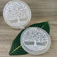 New Tree of Life Selenite Crystals Charging | Display Plate - Smooth, Polished - "Spiritual Activation" - Reiki Healing