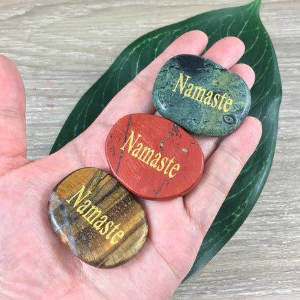 NAMASTE - Wish Stone | Positive Stone | Palm Stone| Worry Stone | - You Pick!  Smooth, Polished - "Empowerment", "Positivity"