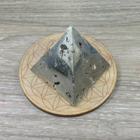 SUPERB Natural Pyrite Druzy Pyramid - 2.25" - Hand Polished - *Vitality* - *Willpower* - *Confidence* - *Creativity* - Reiki Healing