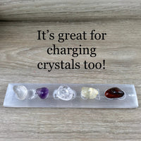 Chakra Symbols Selenite Crystals Charging | Display Bar | Incense Holder - Smooth, Polished - "Spiritual Activation" - Reiki Healing