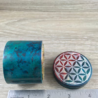 2" Multicolor Flower of Life Box - Handcarved from Soapstone - Beautiful Etched Design - Crystal Box / Storage - Jewelry Box / Storage