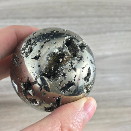 SUPERB Natural Pyrite Druzy Sphere - 2" - Hand Polished - *Vitality* - *Willpower* - *Confidence* - *Creativity* - Reiki Healing