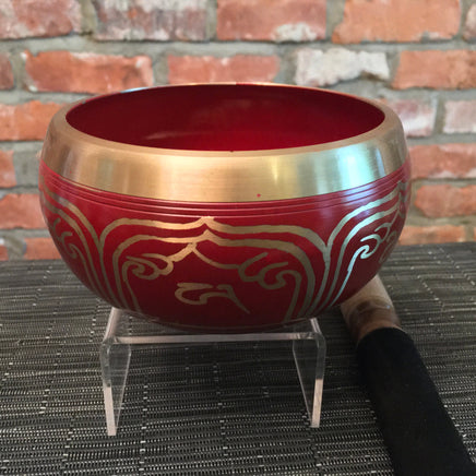 5" Handcrafted Red Hand Painted Tibetan Singing Bowl - Meditation, Healing, Yoga Gift